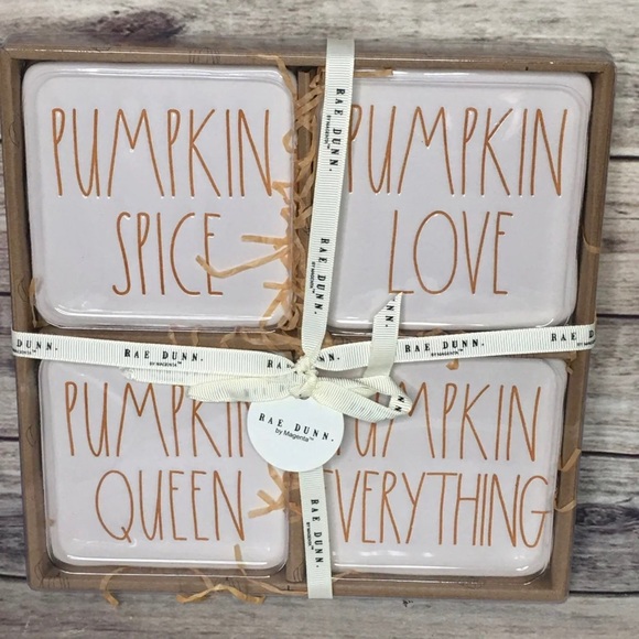 Rae Dunn Accessories - 🍁 Rae Dunn Pumpkin Ceramic Coasters Set Of 4